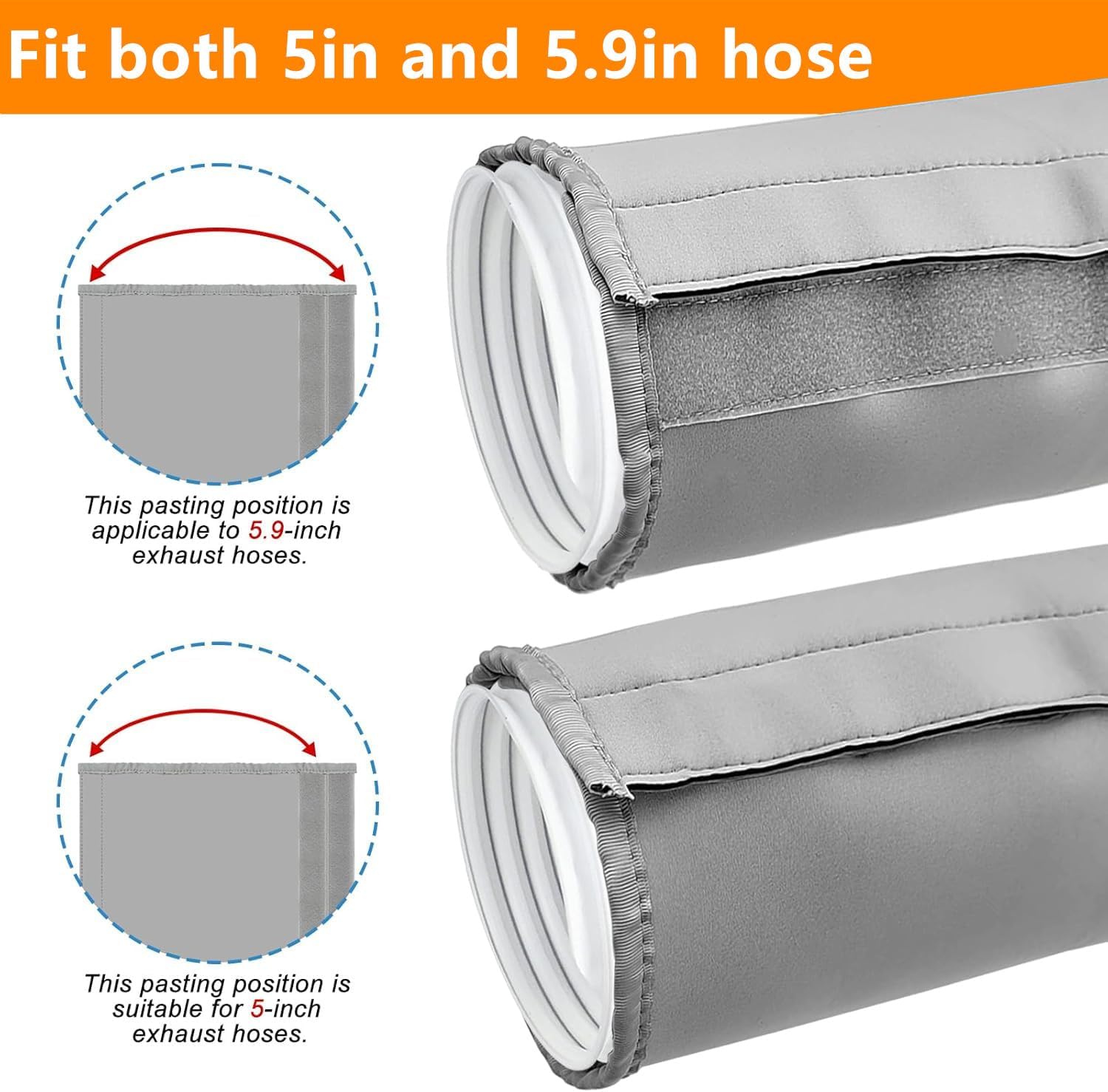 Portable AC Hose Insulation Sleeve, Portable Air Conditioners Insulated Hose Cover Wrap, AC Hose Duct Vent Cover Fit 5" & 5.9" Diameter Exhaust Hose Tube for Heat Reduction(Grey)