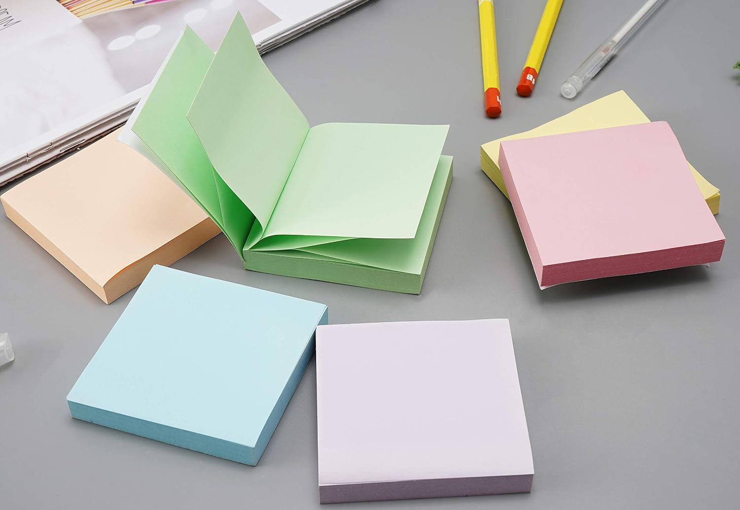 Pop up Sticky Notes Refill Accordian Sticky Notes 100 Sheets/pad 3x3inch 6pads/Pack 600sheets Total Purple Pink Orange Blue Green Yellow Great for School Office Home