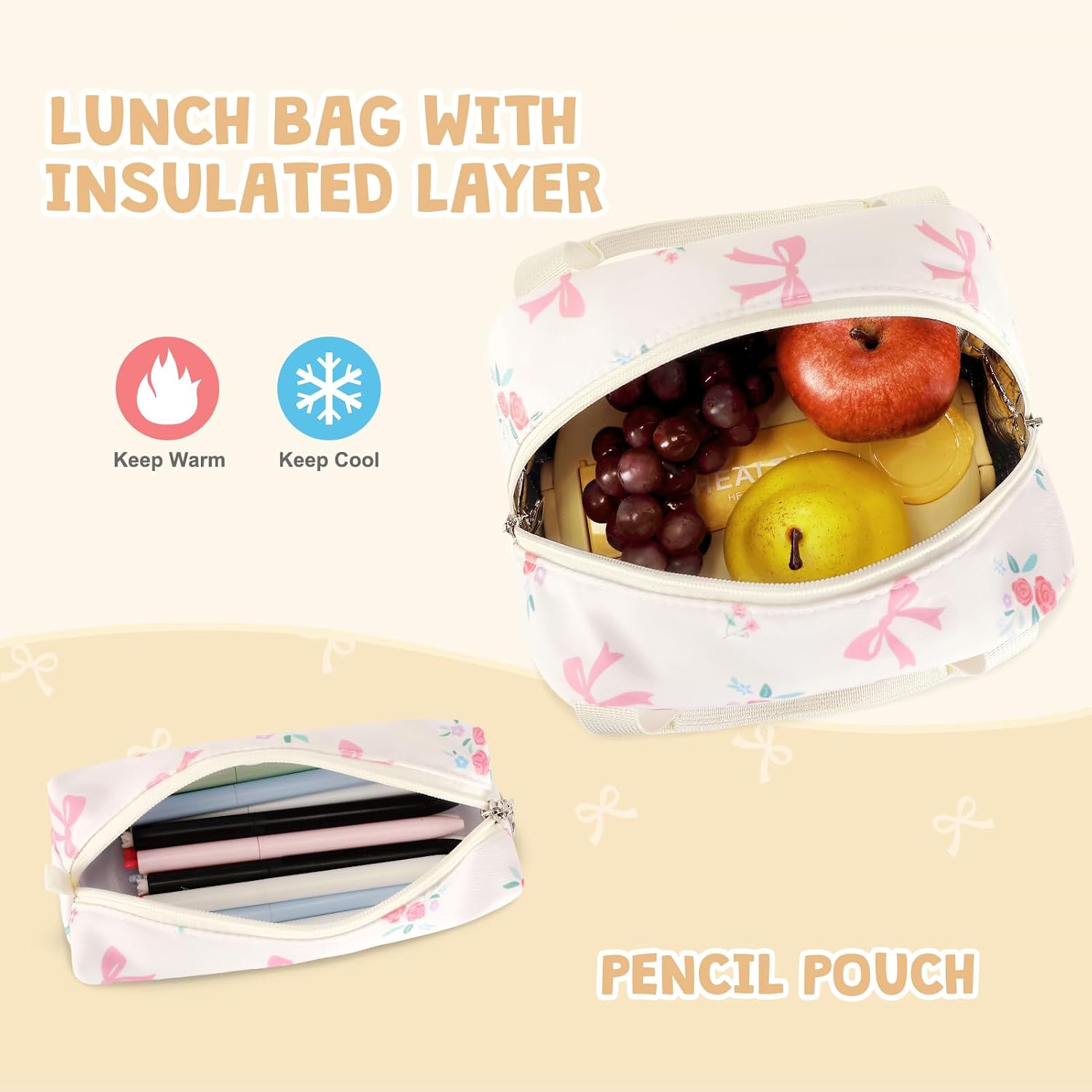 Acesak Backpack Girls Lunch Box Pencil