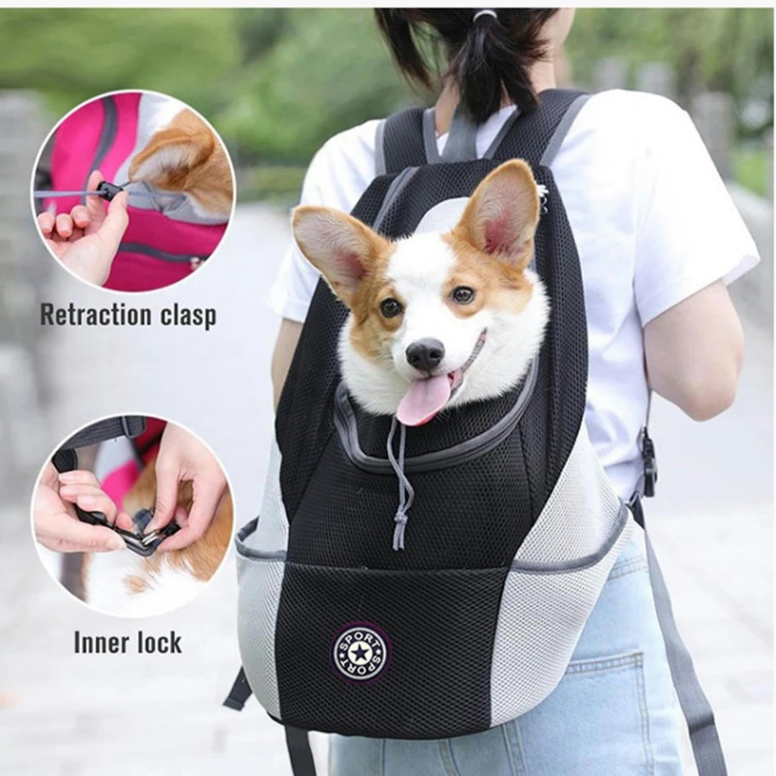 Zaino per Cani Zaino da Viaggio Portatile per Cani da Compagnia per Cani da Compagnia per Cani da Campo per Cani da Campo-Verde-M per 3-7 kg