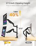 MonTEK Dual Vertical Monitor Bras jusqu'à 40 de pouce, aluminium lourd-haute réglable de bureau support plein mouvement bras ressort mécanique tient jusqu'à 26.4lbs avec USB A/C,VESA 75/100, Noir