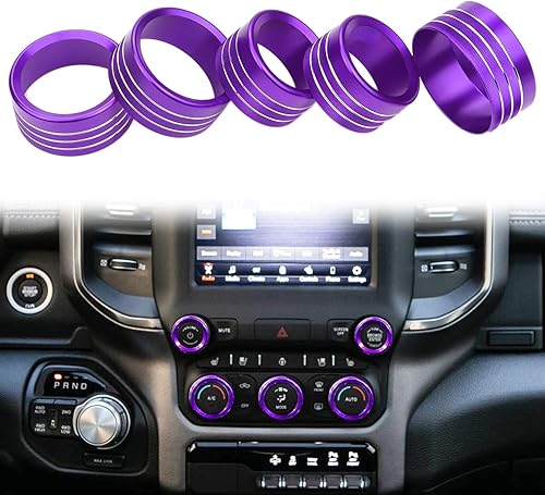 Miniatura 9 de Bolaxin Accesorios para Dodge Ram 2019 2020 2021 Cubierta de perilla de control interior AC/volumen/modo/AUTO/interruptor de navegación decoración