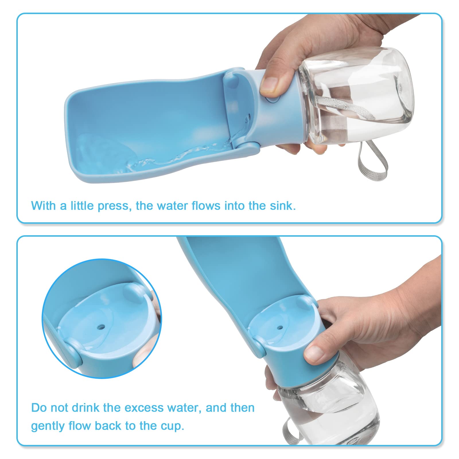 Canareen Portable Dog Water Bottle, Leak Proof Travel Water Bottle for Dogs & Cats - Image 4
