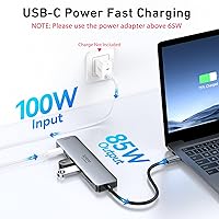 Vista 4 de Adaptador HUB USB C HDMI para MacBook Pro/Air, dongle USBC 7 en 1 con HDMI, lector de tarjetas SD/TF, puerto de datos USB C, 100W PD y 2 USB 3.0