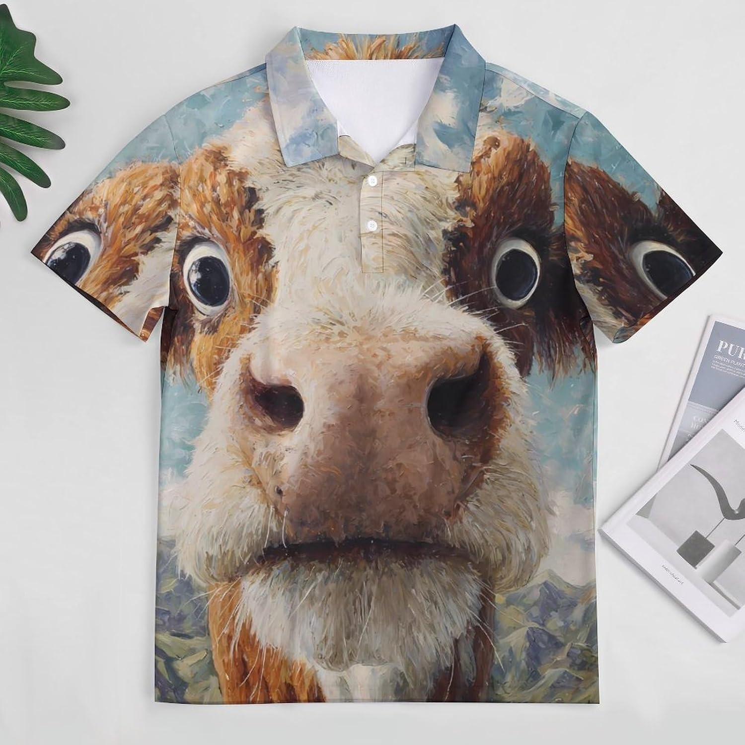 Cattle Highland Cow Men's Polo Golf Shirts Collared T-Shirt | short sleeve,three button,quick dry,machine washable,summer tee top