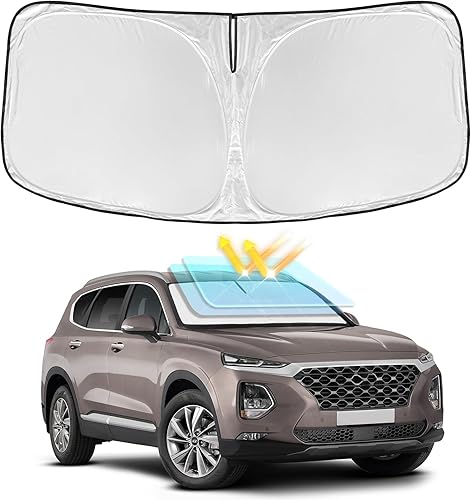 Miniatura 39 de Parasol de 4 capas para parabrisas, ajuste personalizado, tela 240T, parasol retráctil que bloquea los rayos ultravioletas, accesorios para automóvil
