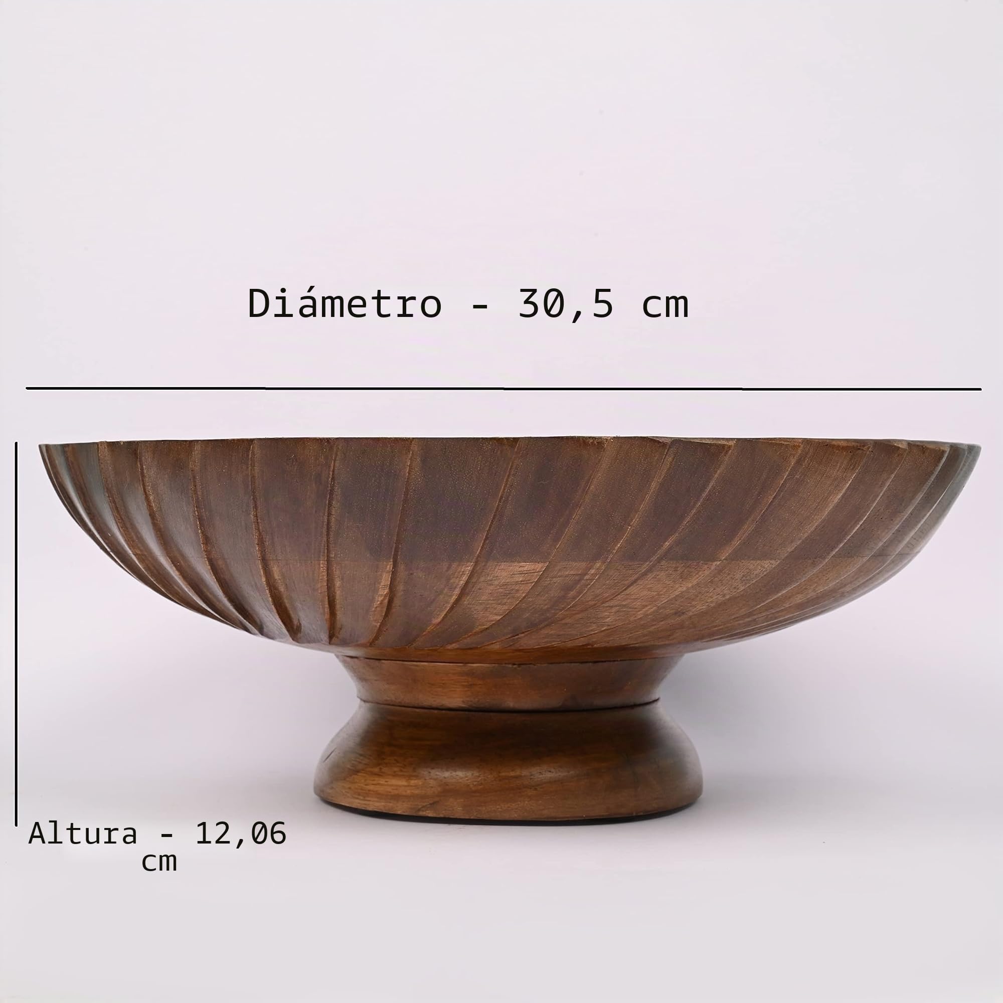 EDHAS Cuenco decorativo de madera de mango tallado a mano para decoración del hogar para centro de mesa de comedor, sala de estar, decoración de cocina (12 x 12 x 4.75 pulgadas)
