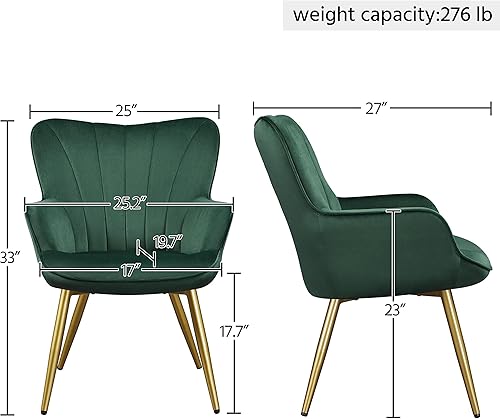Miniatura 30 de Yaheetech Silla decorativa, sillón moderno y elegante, silla de tocador de tela de lino con patas de metal y respaldo alto para sala de estar,