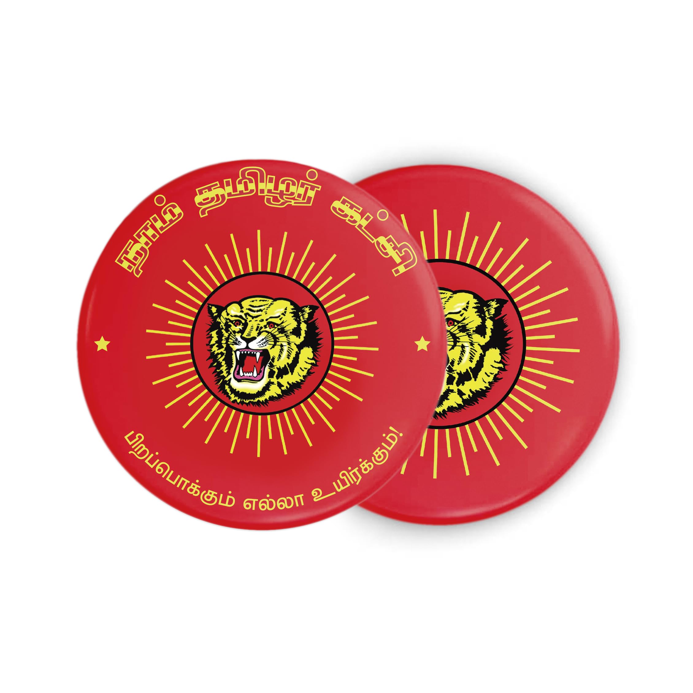 Kaivannam Button Badge | NTK Party Round Pin Badge | Glossy Laminated | Two Designs | Seeman | Naam Tamilar Katchi | 75mm-image-0
