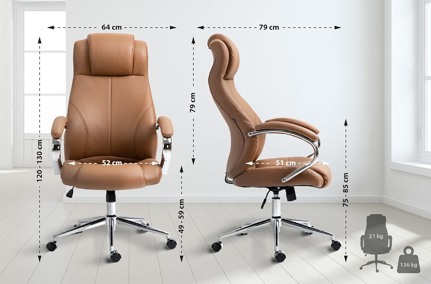 Ön view of the CLP Salford office chair, showing its full assembled form.