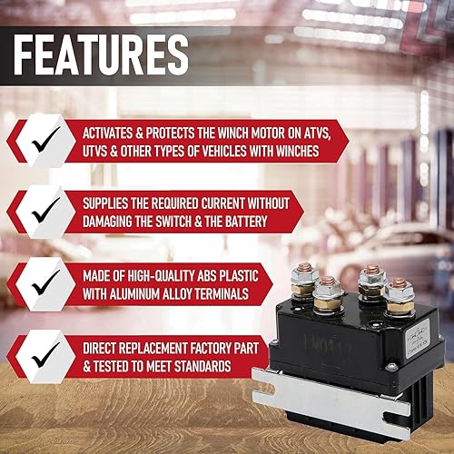 Miniatura 3 de Relé solenoide de 12 V 500 A - Contactor de repuesto de solenoide de relé de cabrestante, apto para control de cabrestante ATV UTV de 8000-15000lb
