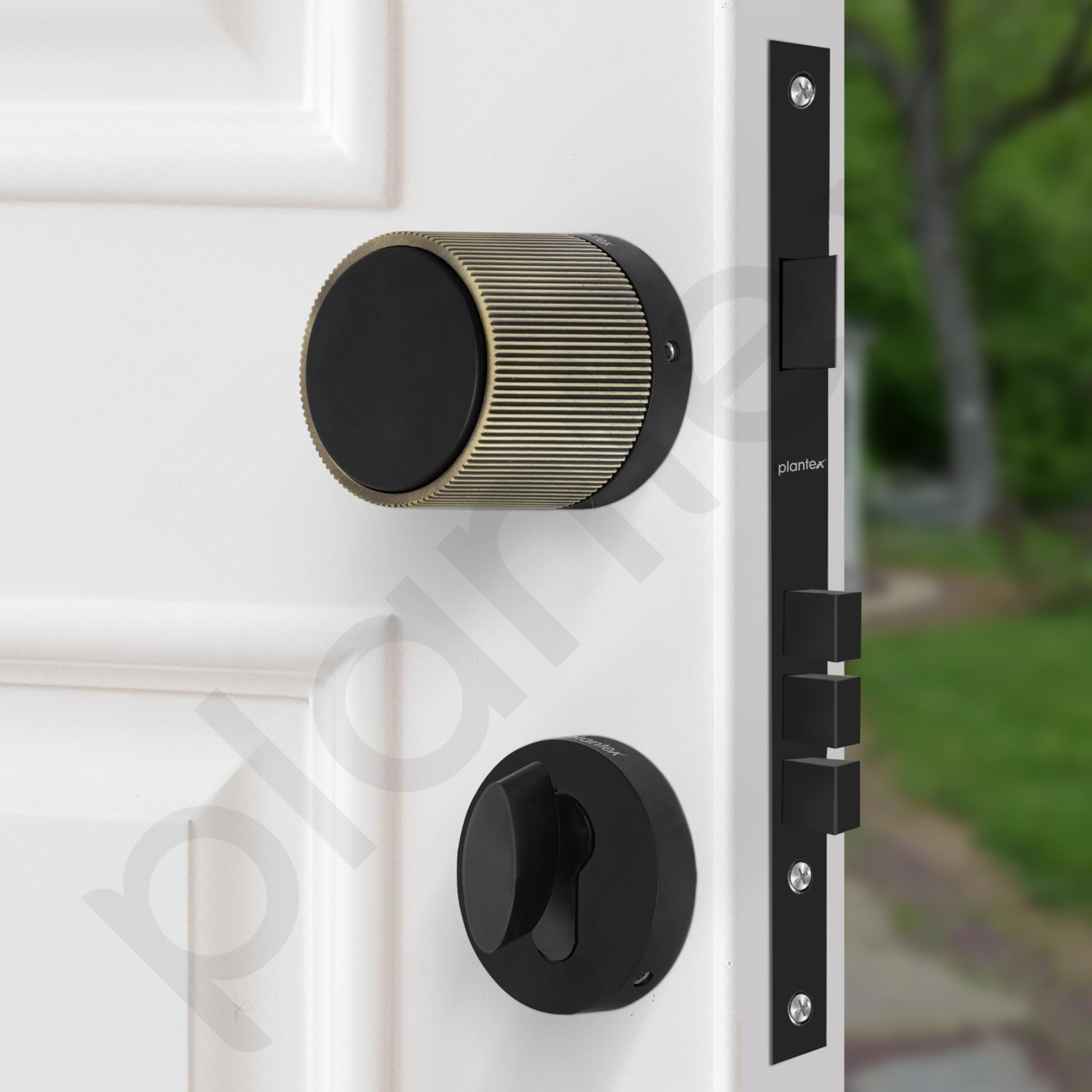 Plantex Main Door Mortise Lock/Heavy Duty Door Knob Lock/Pull Handle Set for Home/Office - Door Accessories - (Brass Antique - Black) — Amazon image 4