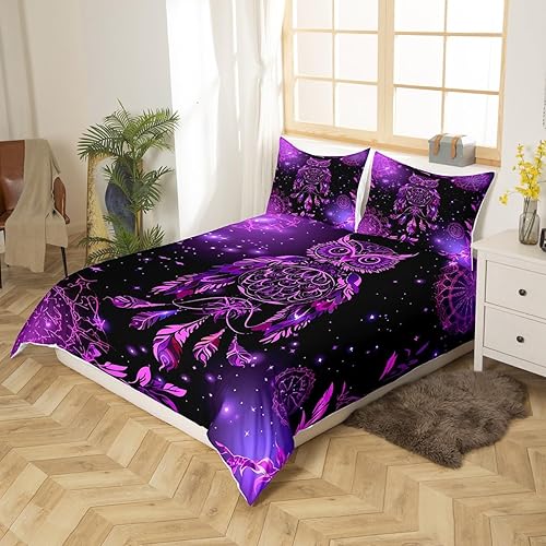 Miniatura 23 de Feelyou Juego de funda de edredón con estampado floral en 3D para niñas y niñas, elegante, con estampado floral morado, romántico, con purpurina