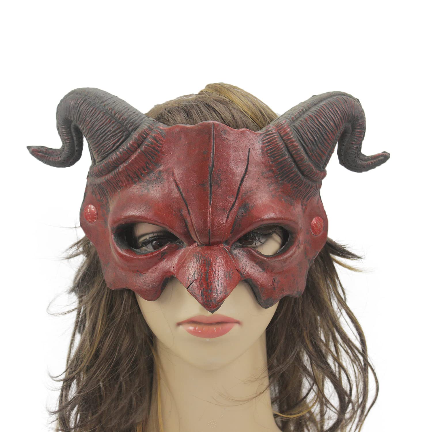 JNGUOSICN Halloween Goat Horn Devil Mask Half Face Scary Animal Masks Gothic Skull Sheep Head Mask Skeleton Vampire Scary Face Masks for Halloween Masquerade Cosplay Party Prop