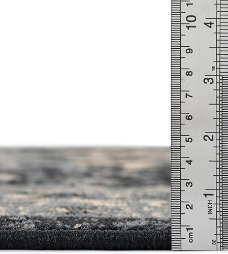 Miniatura 2 de Unique Loom Heriz Collection Alfombra de área parcial, Polipropileno, Negro