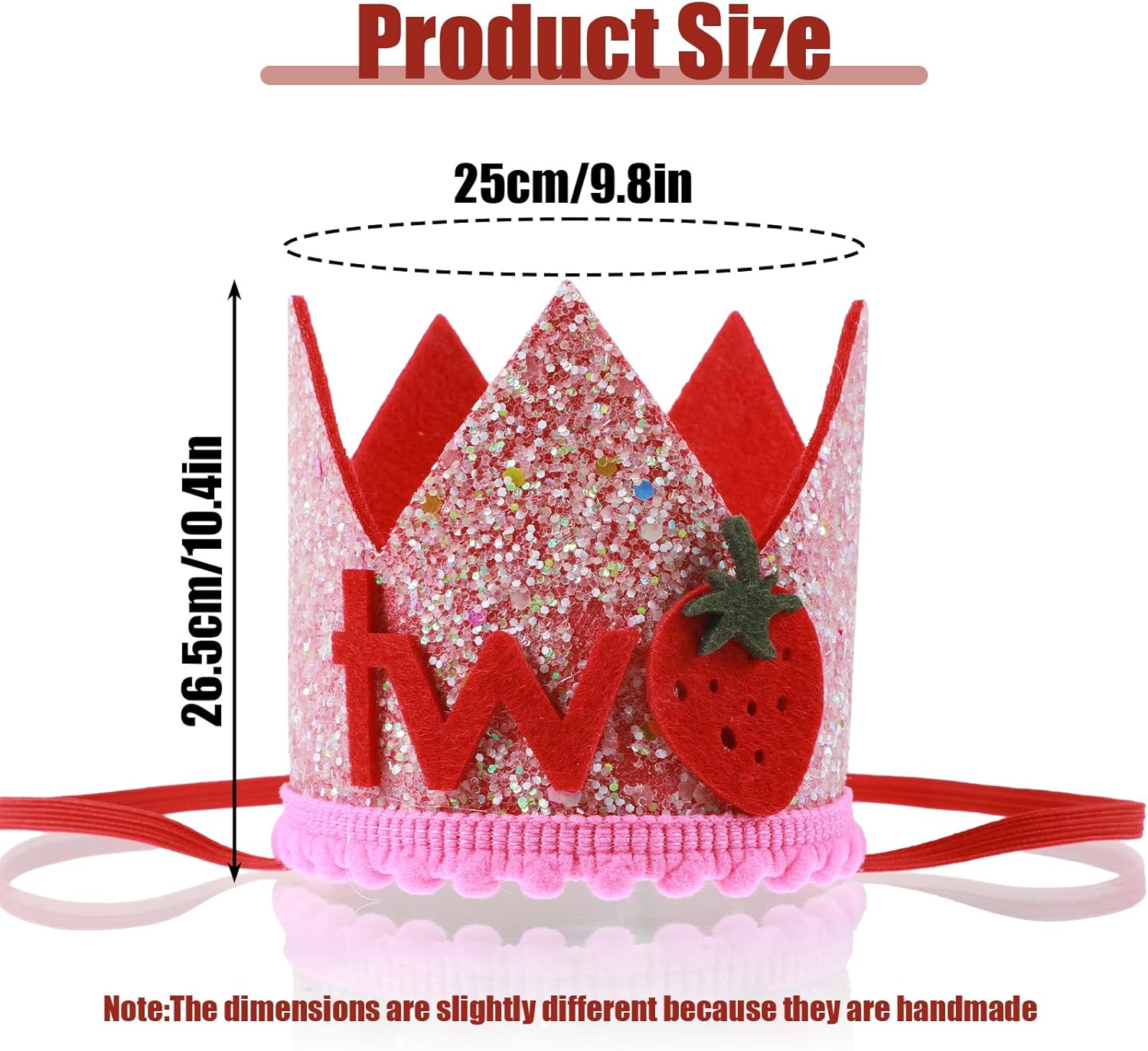 Berry 2nd Birthday Crown, Pink 2nd Birthday Hat for Baby Girls, Strawberry Second Crown, Sweet One Party Headband for Berry Second Outfit Strawberry Shortcake Hat Decorations