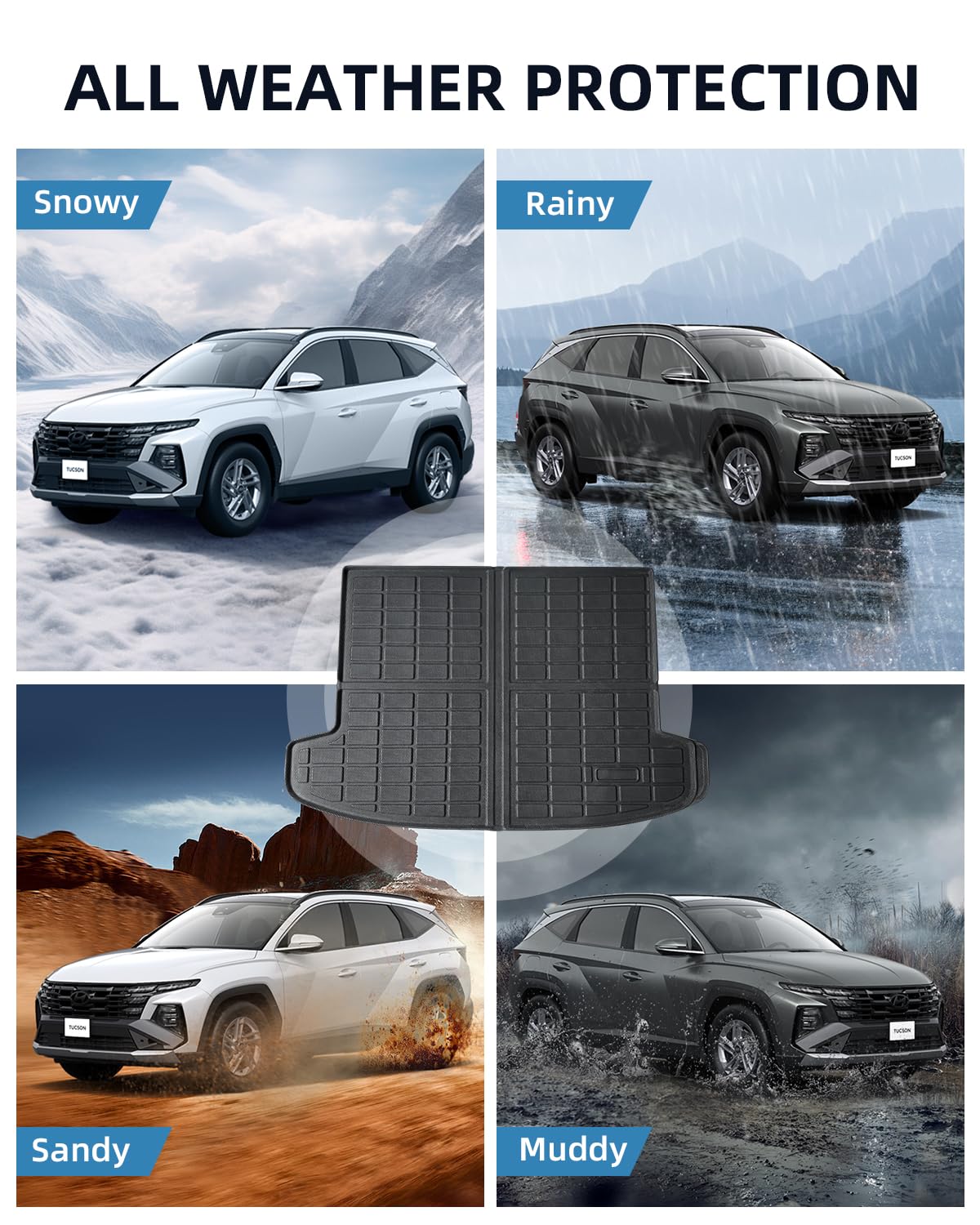 TPE Mata do Bagażnika do Hyundai Tucson NX4 Hybrid PHEV 2021-2025 | Dywanik do bagażnika Oryginalna, Maty do Bagażnik z Wysokimi Krawędziami, Akcesoria Antypoślizgowymi i Wodoodpornymi