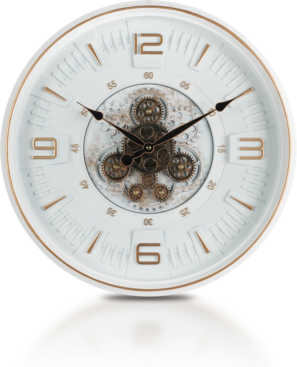 Vintage Large Wall Clock with Moving Gears, 20 Inches Industrial Retro Steampunk Decorative Wall Clock with Moving Cogs for Living Room Home Office Farmhouse Fireplace Decor