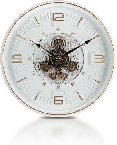 Reloj de pared grande vintage con engranajes móviles, 20 pulgadas, reloj de pared decorativo retro steampunk industrial con engranajes móviles para