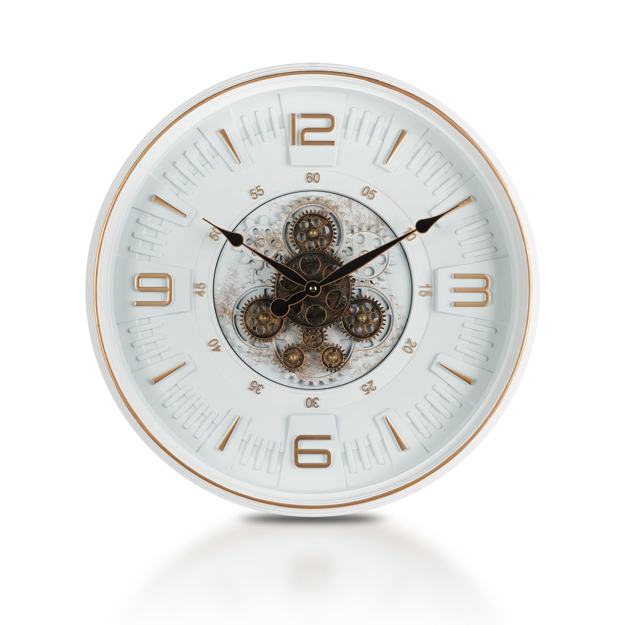 Mee 2ou Vintage Large Wall Clock With Moving Gears, 50 cm Industrial Retro Steampunk Decorative Wall Clock with Moving Cogs for Living Room Home Office Farmhouse Fireplace Decor