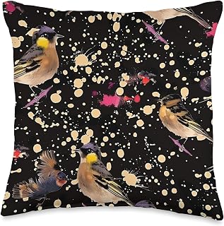 Cedar Waxwing Bird Lover Abstract Color Splash Throw Pillow
