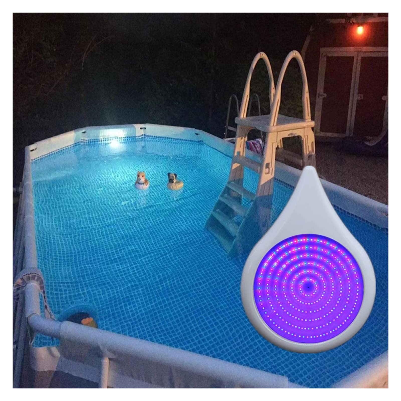 Luces LED para piscinas, Luz de piscina de 20w, luz LED de succión magnética for piscina de lona de 24V, luz subacuática, resistente al agua, aplicación , Control de teléfono móvil Para estanques(RGB+