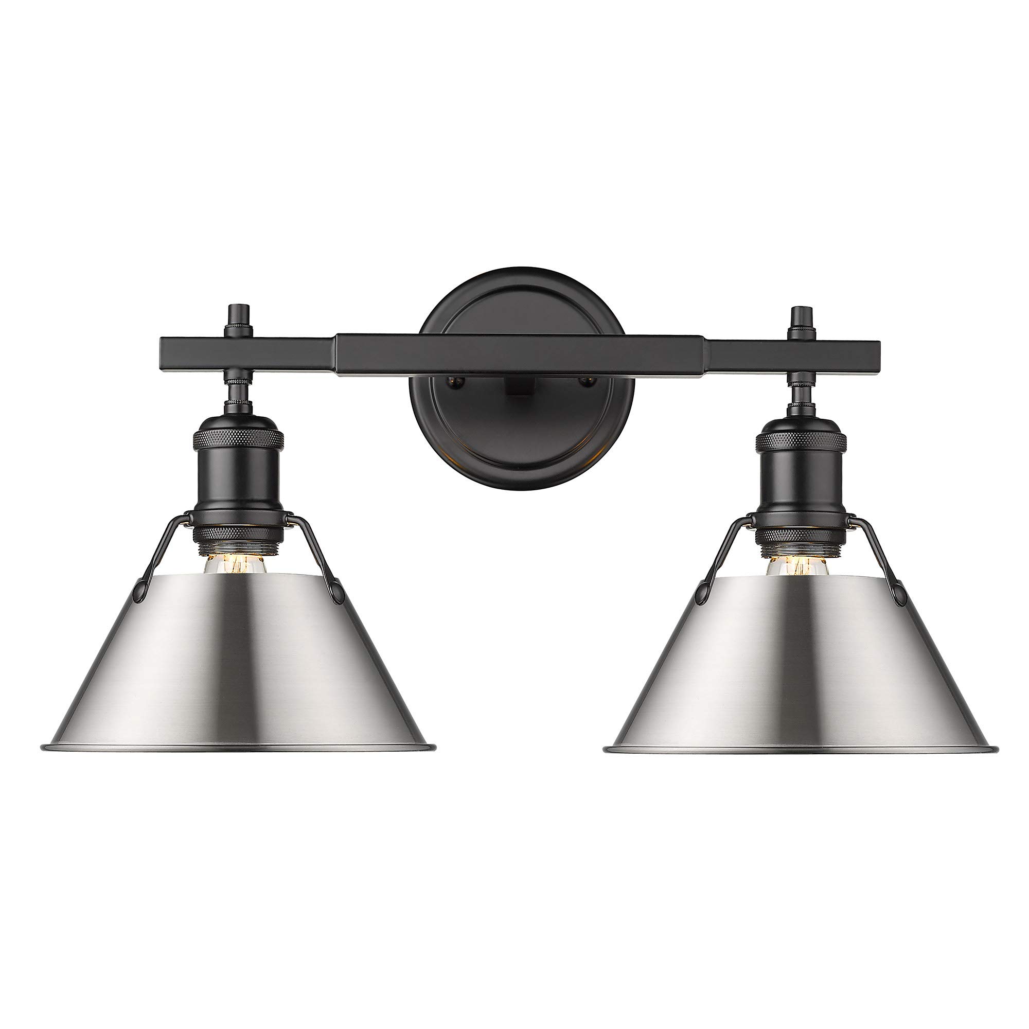 Golden Lighting 3306-BA2 BLK-PW Orwell Bath Vanity, Matte Black with Pewter Shade