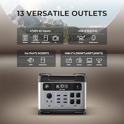 Miniatura 28 de OUKITEL Generador solar P2001 Plus de 2400 W, estación de energía solar de 2048 Wh con 4 salidas de CA (pico de 5000 W), carga completa de 1.5