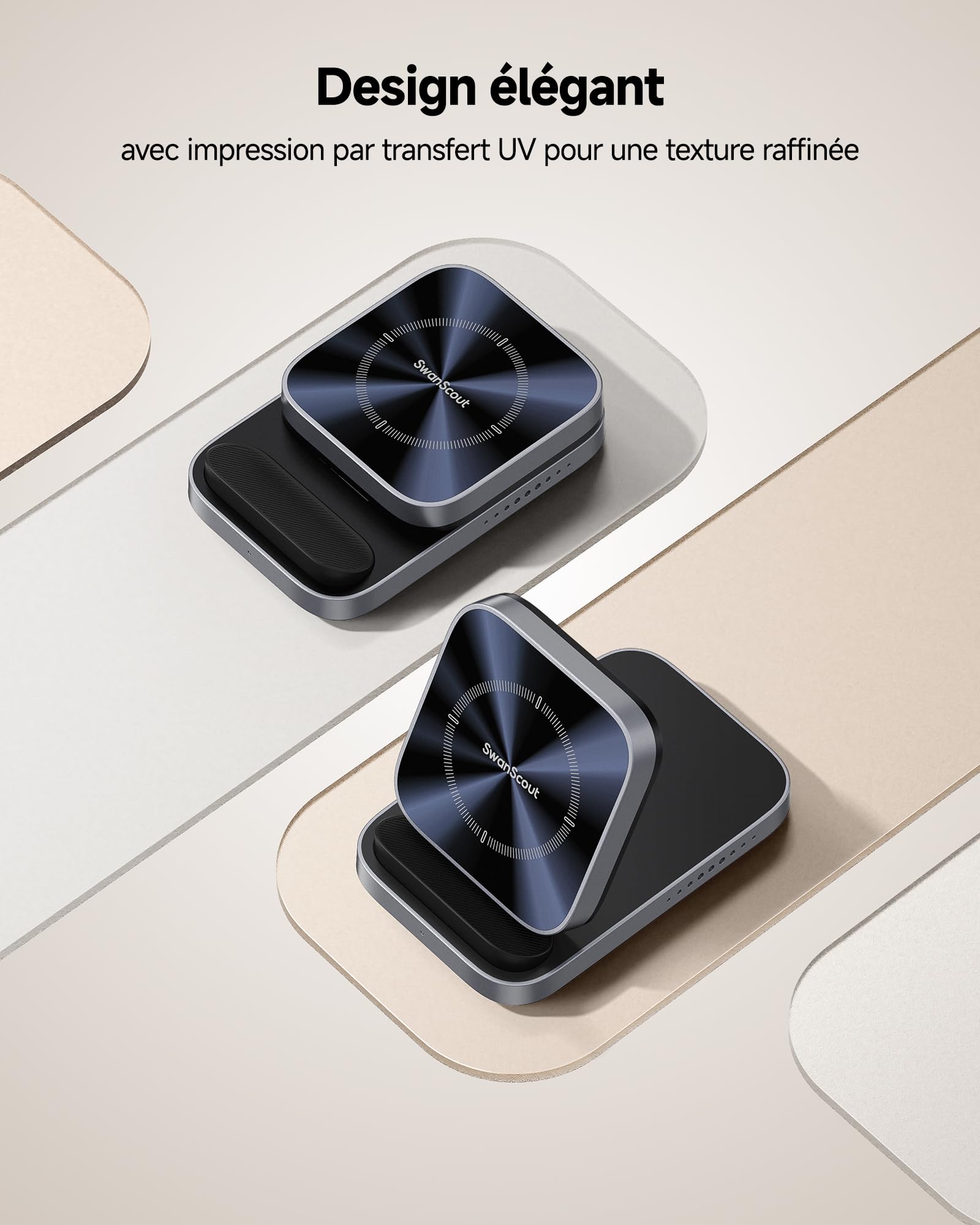 SwanScout Chargeur Induction pour Samsung Galaxy Z Flip 8/7 FE/7/6/5/4/3 | Chargeur sans Fil pour Motorola Razr 70 Ultra/70+/70/60/50/40/+, Pliable, Rapide Wireless Charger, 508F, Pas d'adaptateur