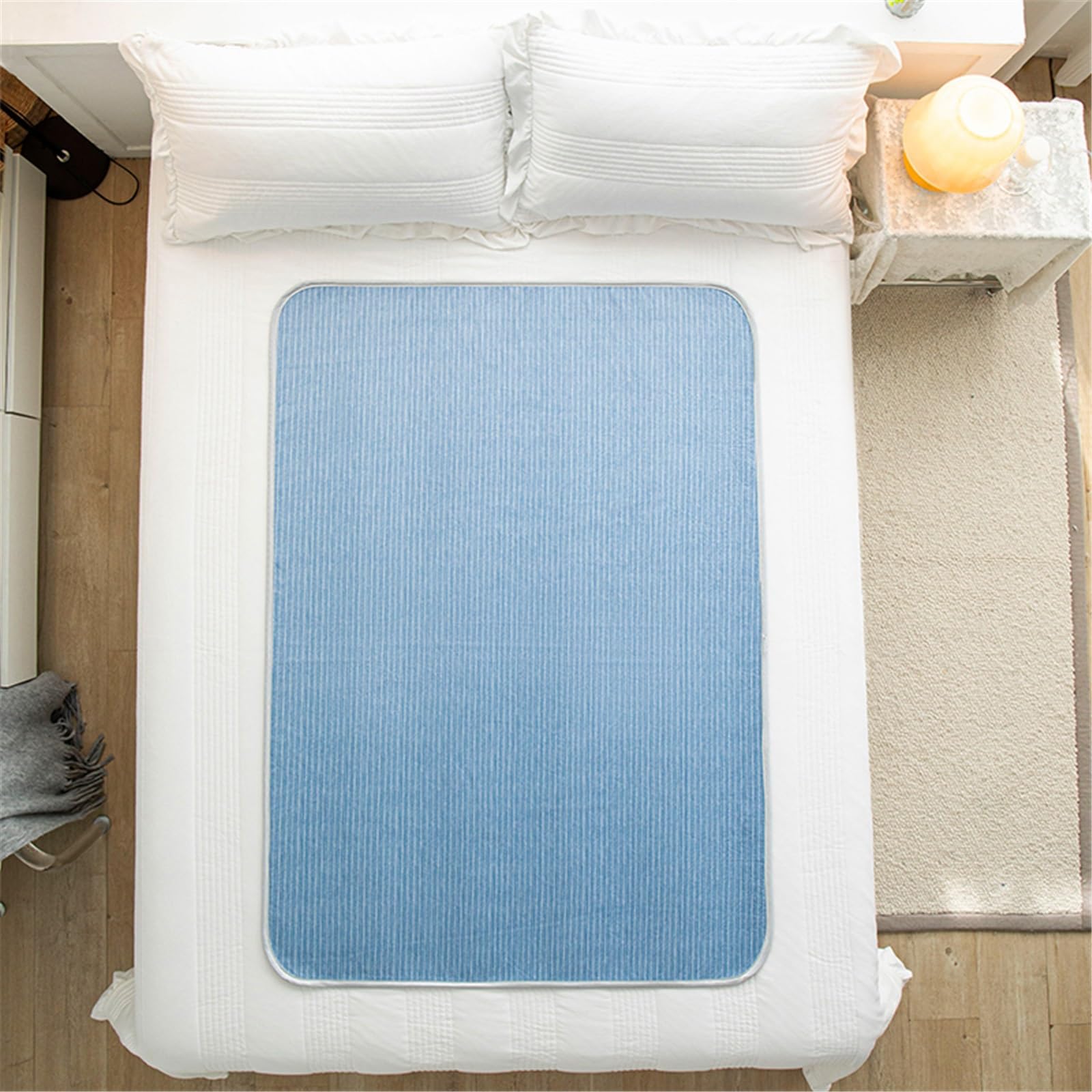 AHUAN Estate a Prova Di perdite Traversa Impermeabile Bambini, Anziani Seta Ghiacciata Traverse Letto Anziani per Appartamenti Telo Impermeabile Letto Portatili(Blu,100x200cm)