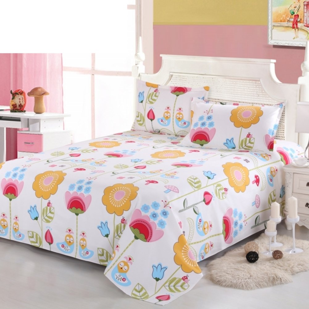 Drap plat en coton pour dortoir étudiant et chambre d'ado
