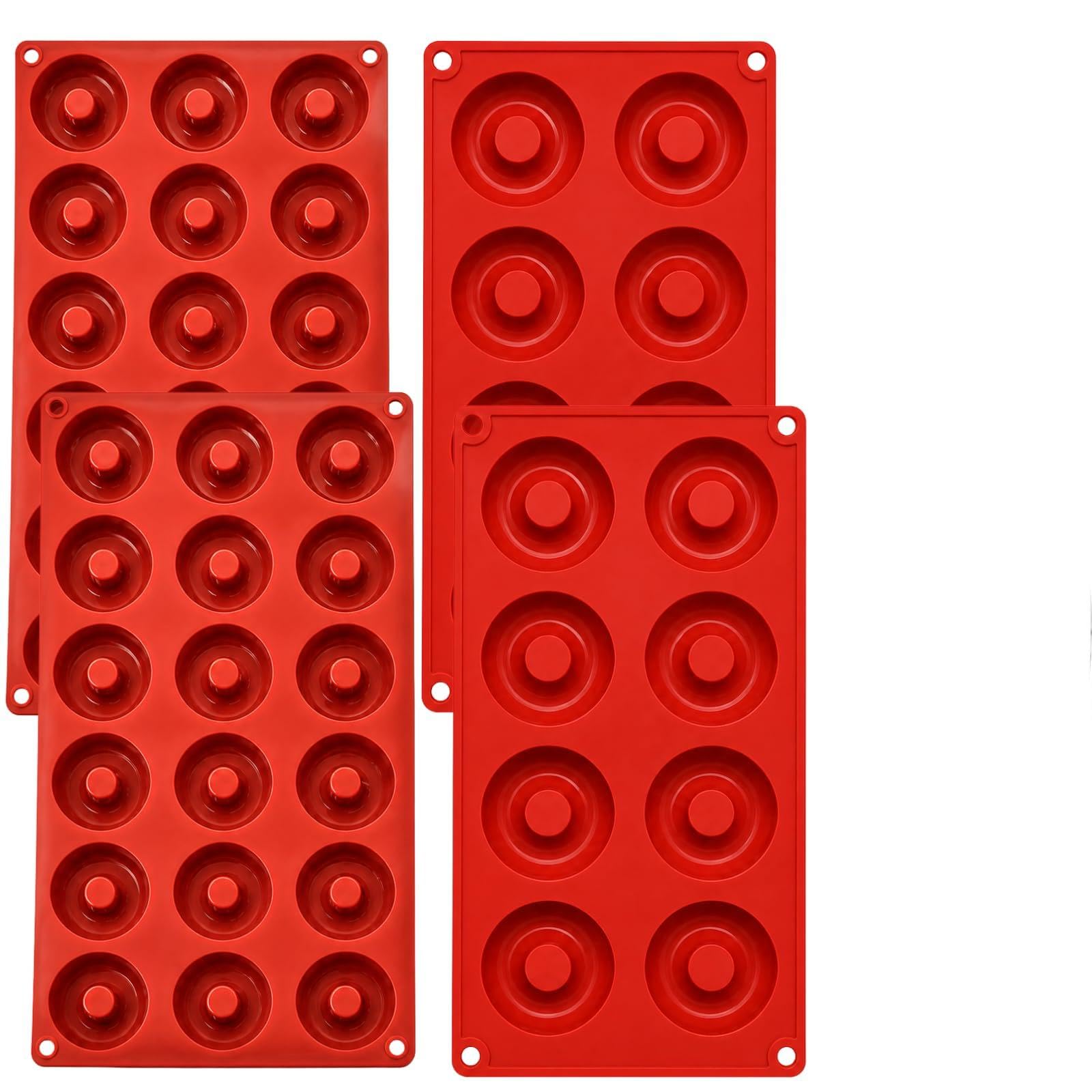 HOVUK Silicone Donut Mould 2X Random, 18 Cavity and 8 Cavity Non Stick Doughnut Baking Tray Flexible Reusable Bakeware Pan for Oven Microwave Freezer Dishwasher Safe Cake Chocolate Maker