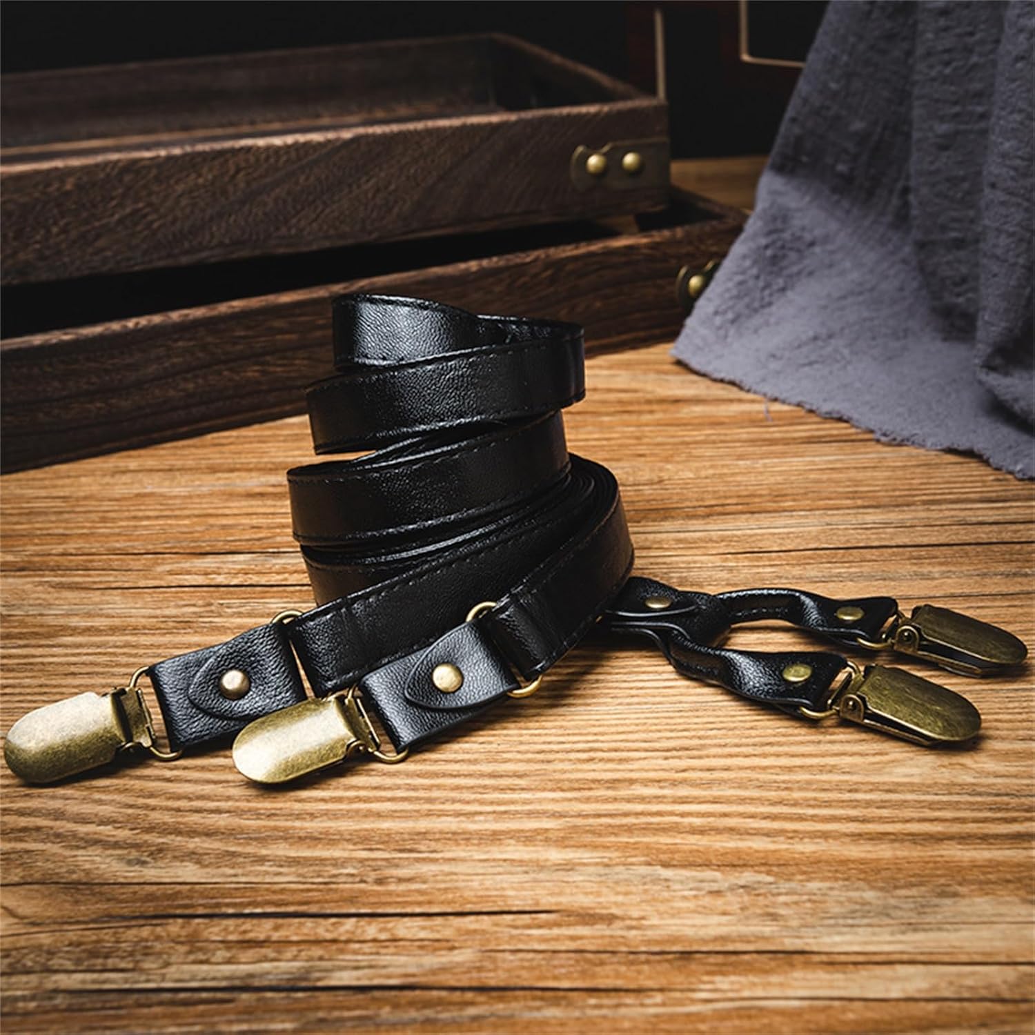 Men Suspenders Universal Y-Shaped Pu Leather Suspenders Belt