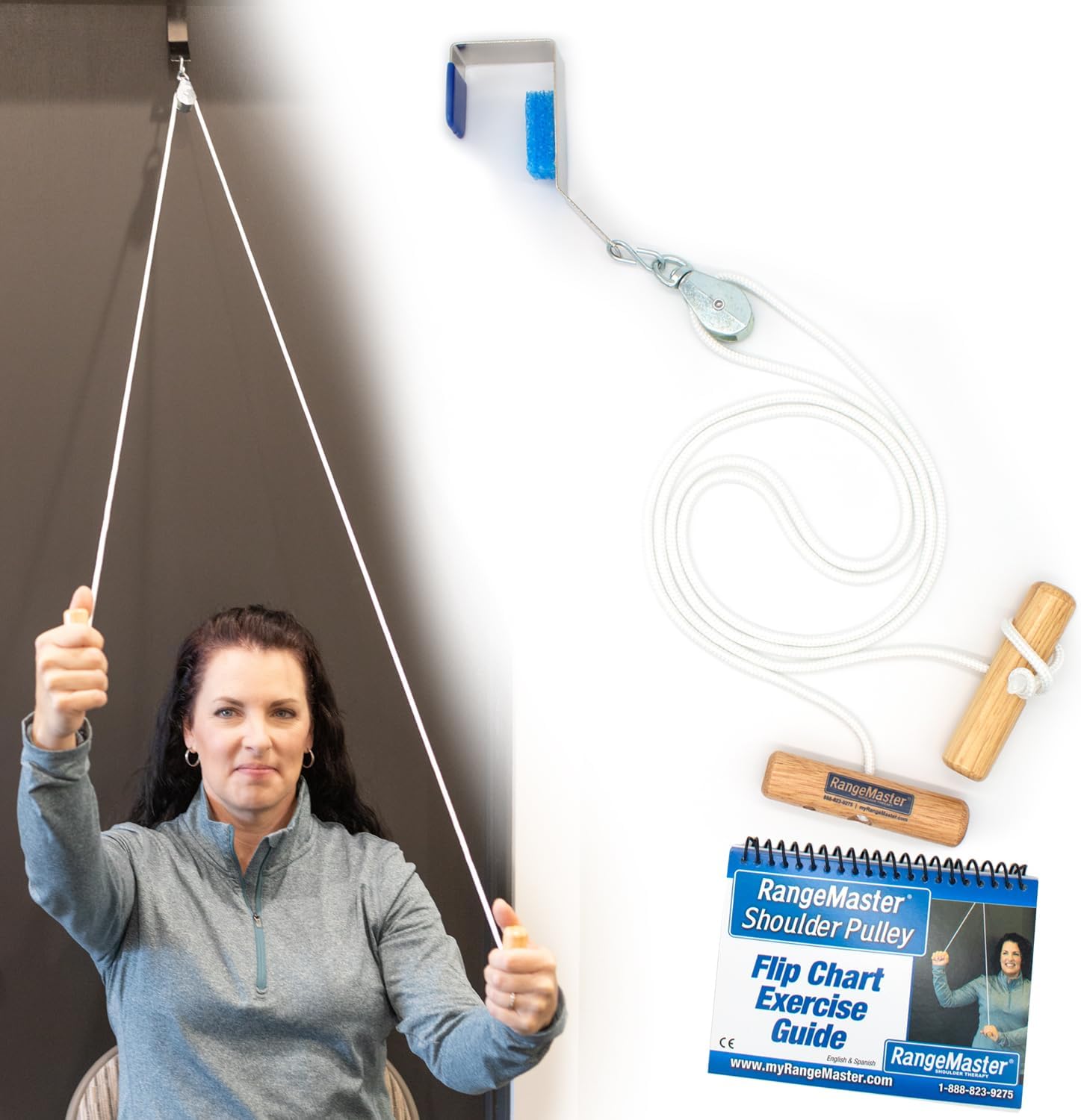 RangeMaster Classic Shoulder Pulley w/ Guide (Dual Language), Exercise Pulley for Physical Therapy, Shoulder Pain & Recovery, Metal Bracket (FSA/HSA) : Health & Household
