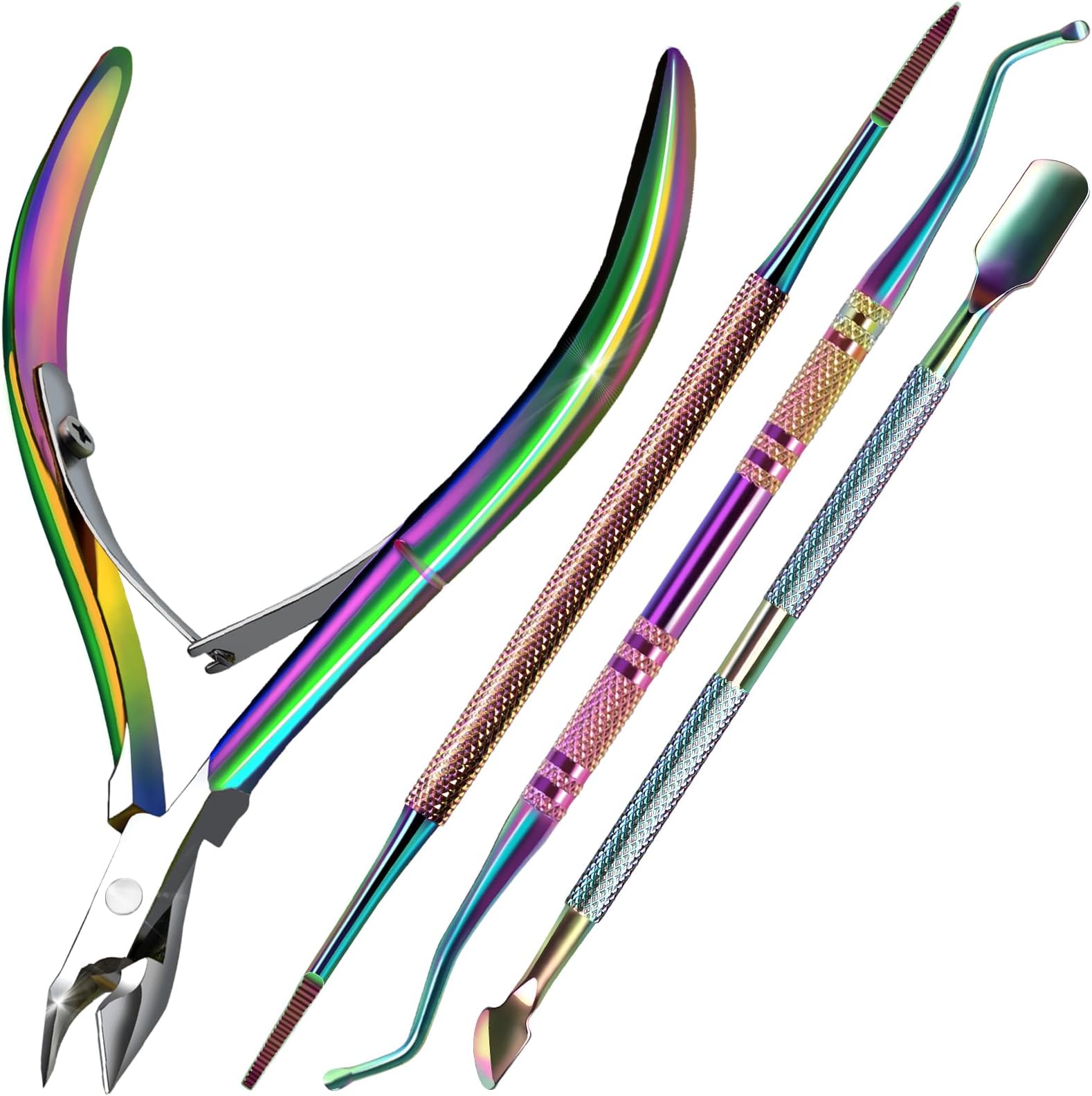 FANDAMEI Cuticle Kit, 4 PCS Nail Care Kit, Manicure Pedicure Tools, Nail Cuticle Nippers, Ingrown Toenail Tools Kit, Toenail File and Lifters Stainless Steel, Nail Lifter, Nail Cuticle Pusher