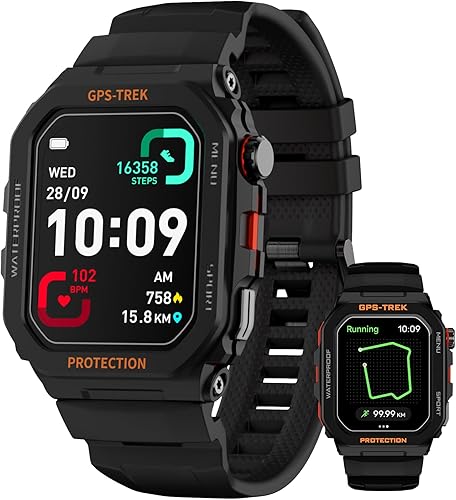 Reloj GPS para correr, reloj inteligente militar resistente, IP68, batería de larga duración, soporte Multi-GNSS, enrutamiento Tracback y más,