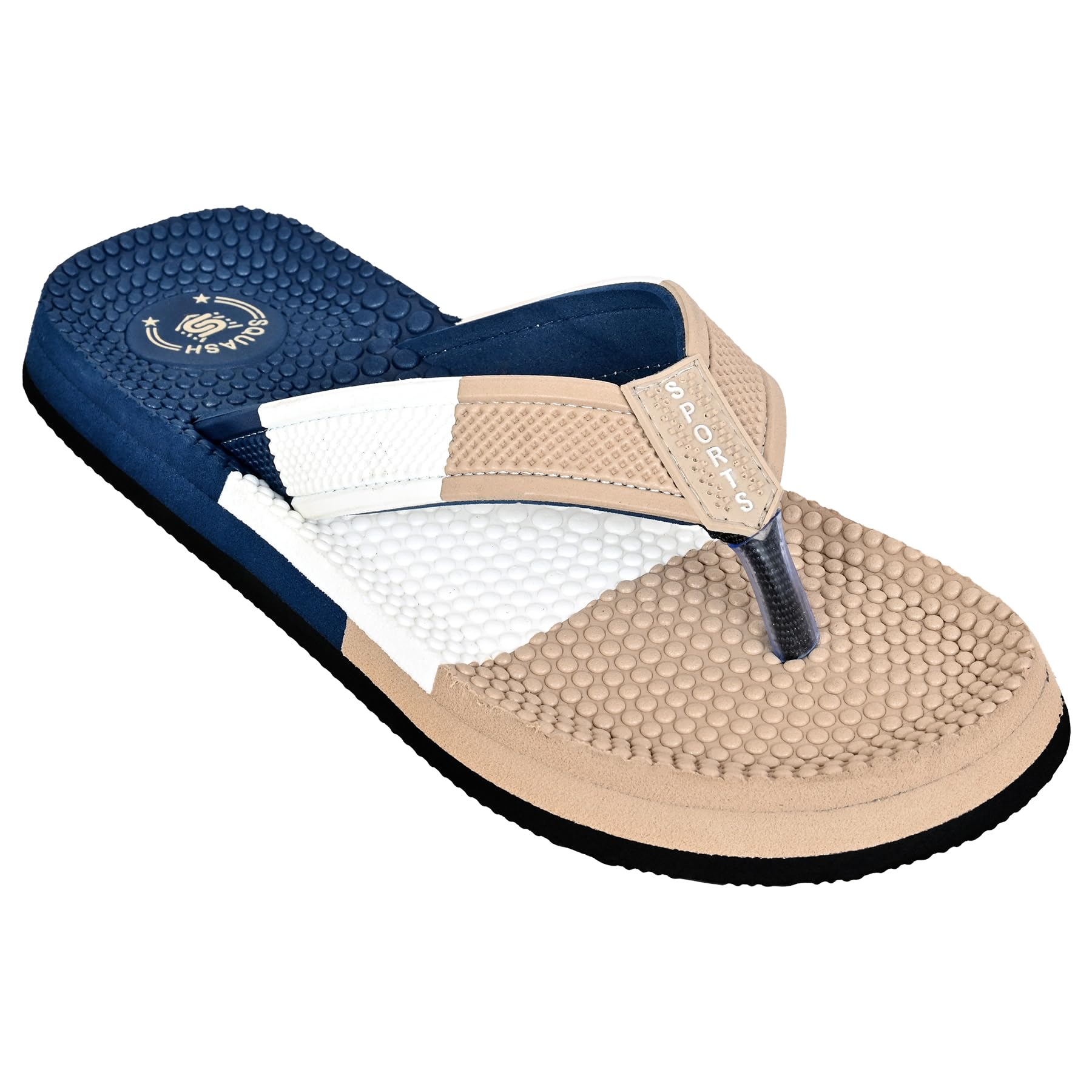 Sports Flip Flops for Men, Navy Blue & Beige-image-20