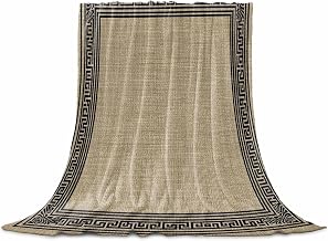 Cozy Flannel Blanket for Couch/Bed/Travel 30 x 40 Inches, Black Brown Retro Greek Key - Luxury Soft Warm Plush Microfiber Throw Blanket for Parents Decor&Gift, Geometric Greece Ancient Rustic