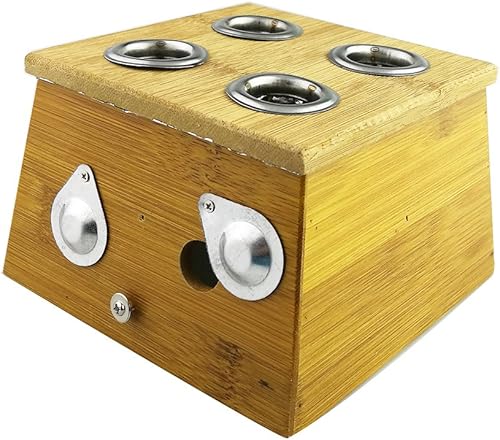 Winterworm® Caja de curación de cuatro agujeros de bambú de 4 agujeros para Moxa Moxibustión Medicina Terapia