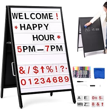 Japard A Frame Sidewalk Sign 24"x36" Double Sided 300 Letters Outdoor Black