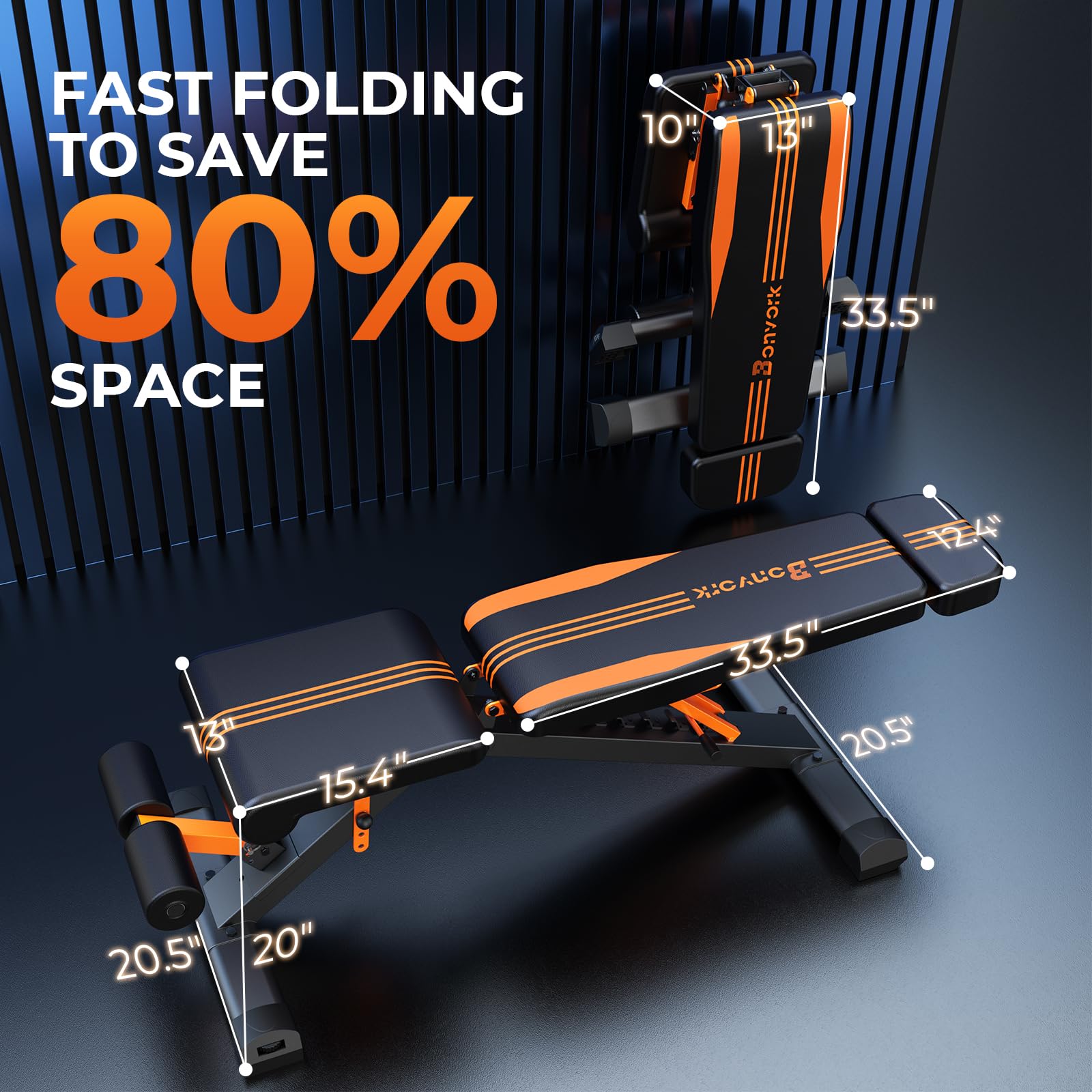 Bonvork - Banco de pesas ajustable de 900 libras – Banco de entrenamiento plegable con acero resistente de 80 x 40 mm para gimnasio en casa, banco de entrenamiento de fuerza inclinado para ejercicio