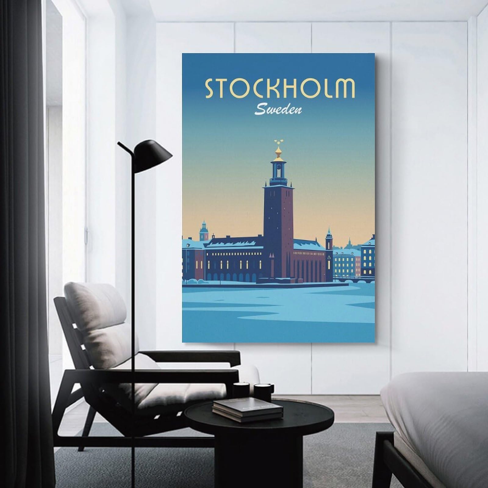 Junmoney Stockholm Sweden Canvas Wall Art 24x36inch(60x90cm), for Wall Displays, Bedrooms Or Room Updates, Ideal for Building A Coordinated Art Wall