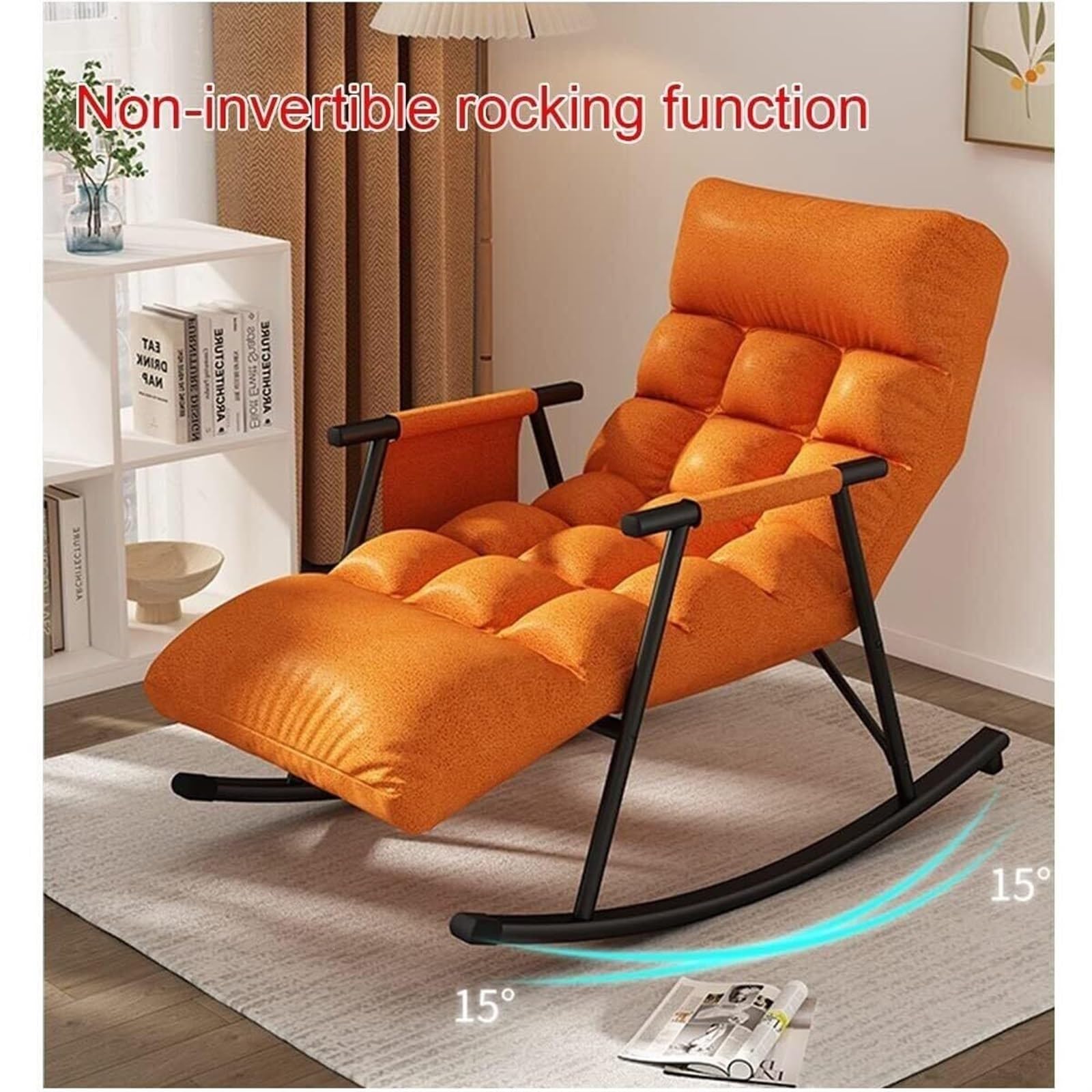 Sedia a Dondolo per Interni, in Tessuto Tecnico Impermeabile, reclinabile, Moderna Camera da Letto, Soggiorno, Poltrona con Schienale Regolabile, divani Singoli per Lettura, Salotto, Balcone