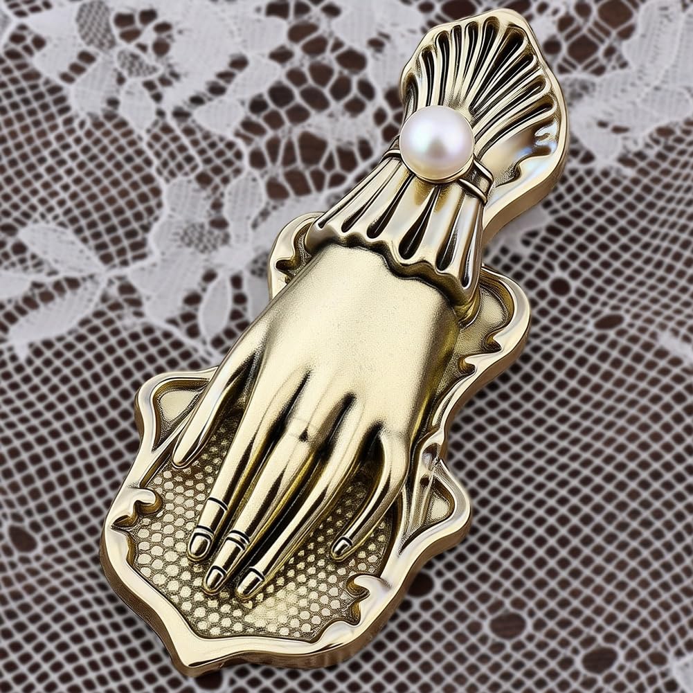 CRASPIRE Vintage Lady's Hand Book Clip 3D Metal Antique Bronze Pearl Journal Paper Storage Holder Bookmark Page File Decorative Traveler Planner Scrapbook Notebook for Office Books Lovers Writers