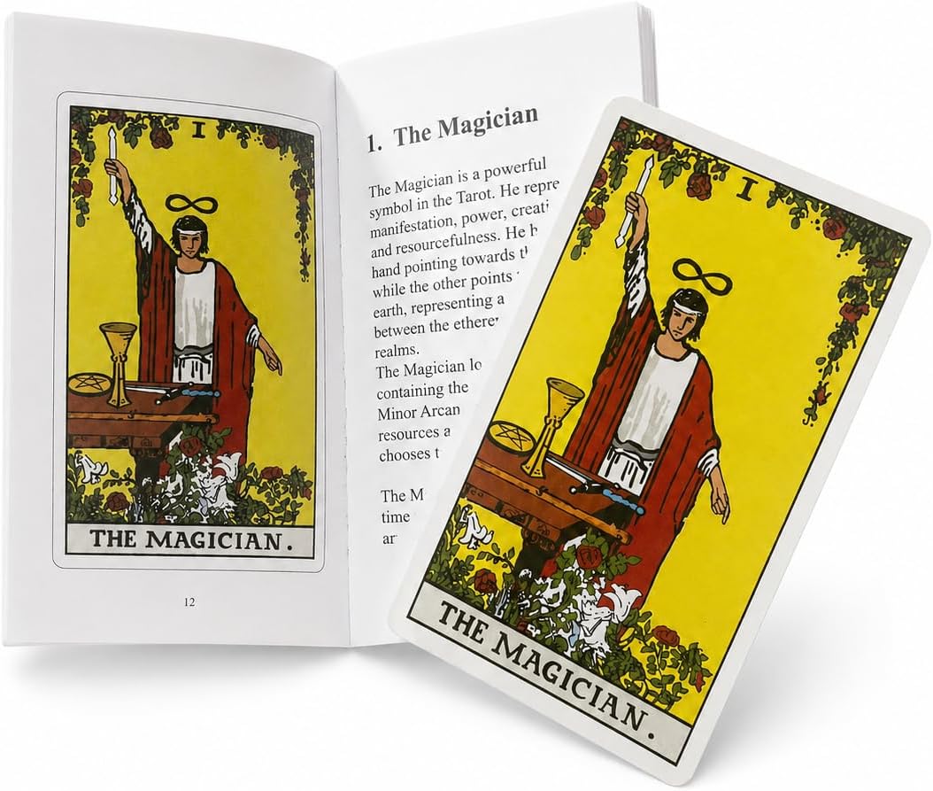 Classic 1909 Tarot Deck, 78-Card Set in Tin Box with Guidebook, Timeless Tarot Artwork, Astrology and Fortune Telling Cards for Beginners and Experienced Readers