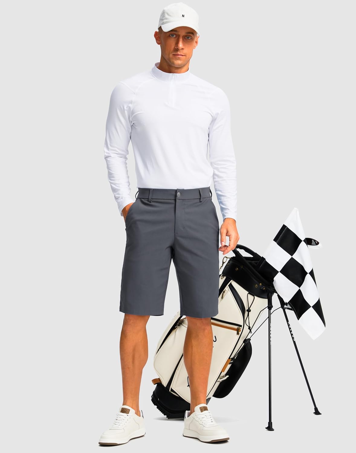 Men's Golf Shorts with 5 Pockets 11" Inseam Stretch Quick Dry Casual Work Dress Shorts for Men - Image 6