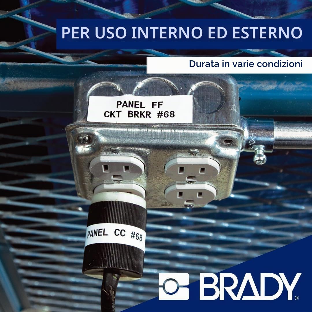 Brady Nastro in Vinile per Stampante Etichette BMP41, 51, 53/M511 - Etichette Adesive - Nero su bianco (25,40 mm x 7,62 m) - M4C-1000-595-WT-BK