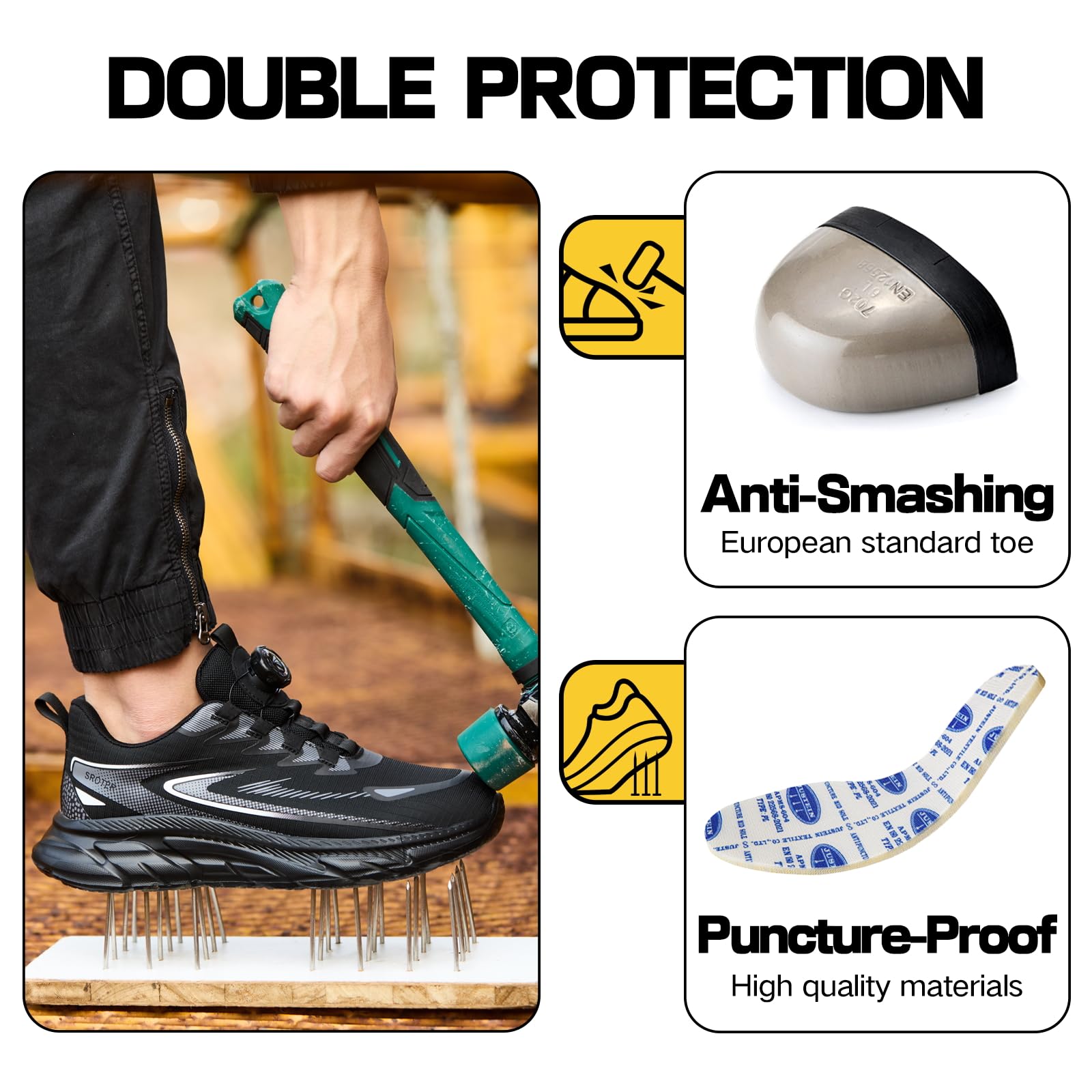 Zapatos de Seguridad para Hombre Mujer Zapatillas de Seguridad con Punta de Acero Ligero Zapatos de Trabajo Comodo Zapatillas Trabajo Transpirable Antideslizante
