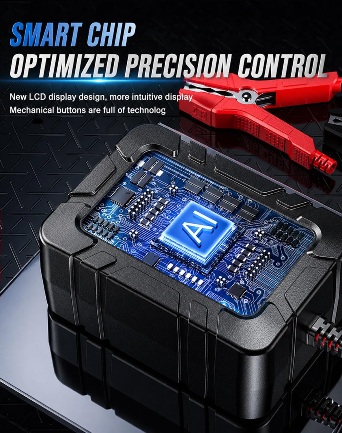 6v 12v Automatic Intelligent Recognition, Intelligent Battery Charger & Repairer, Smart Pulse Desulfator for Car, Motorcycle & Marine Batteries, Trickle Charger with LED Display (1PCS)