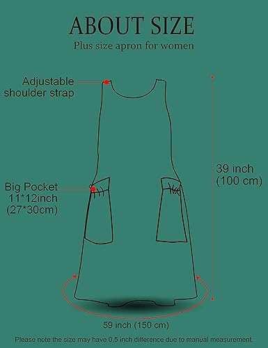 Miniatura 5 de APRONNER Delantales grandes de talla grande para mujer con bolsillos de algodón y lino para hornear cocina